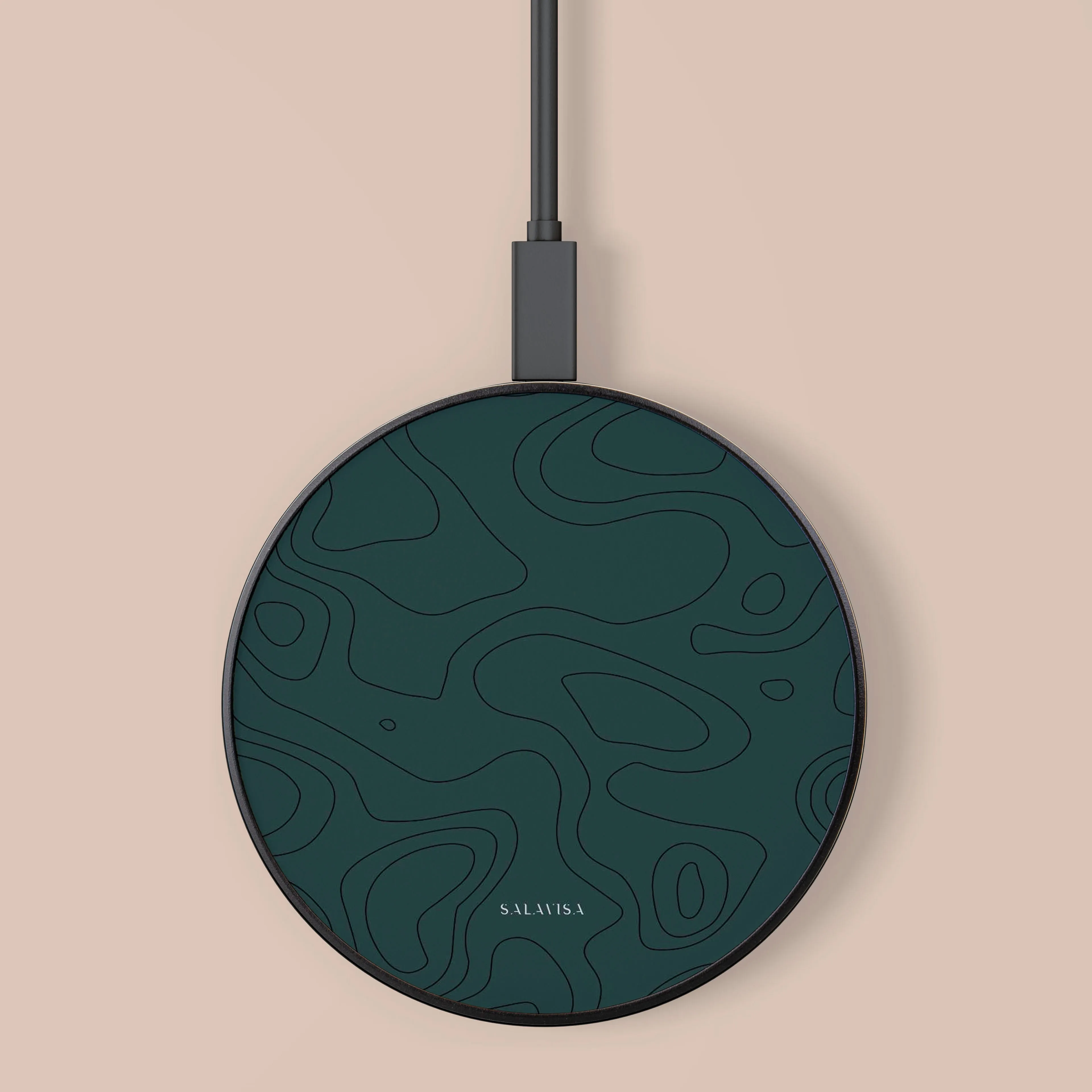 Forest Green Topographic Wireless Charger