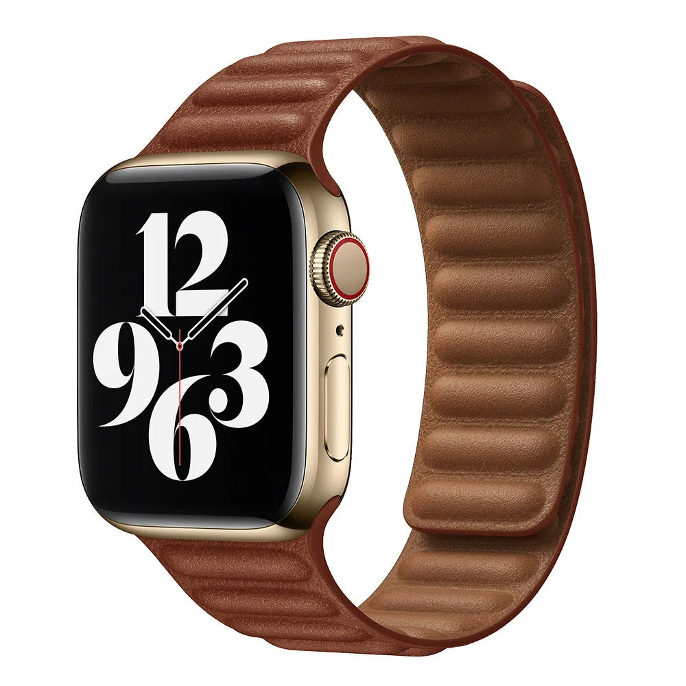 Full Grain Leather Magnetic Band Compatible With Apple Watch Band for 38MM 40MM 41MM-Brown