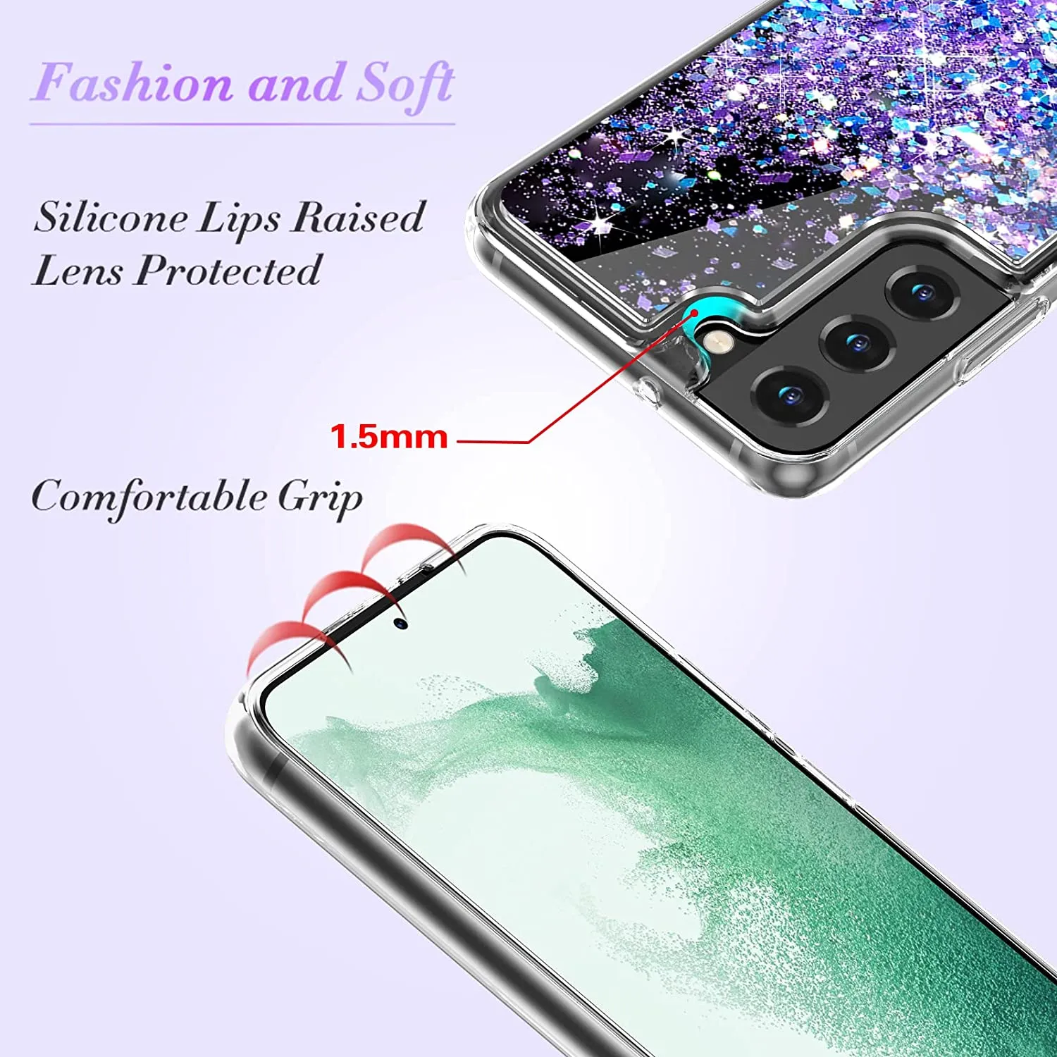 Galaxy S22 Glitter Sparkle Bling Liquid Quicksand Case for Women