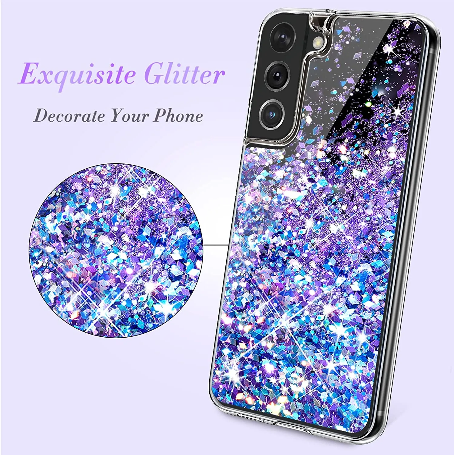 Galaxy S22 Glitter Sparkle Bling Liquid Quicksand Case for Women