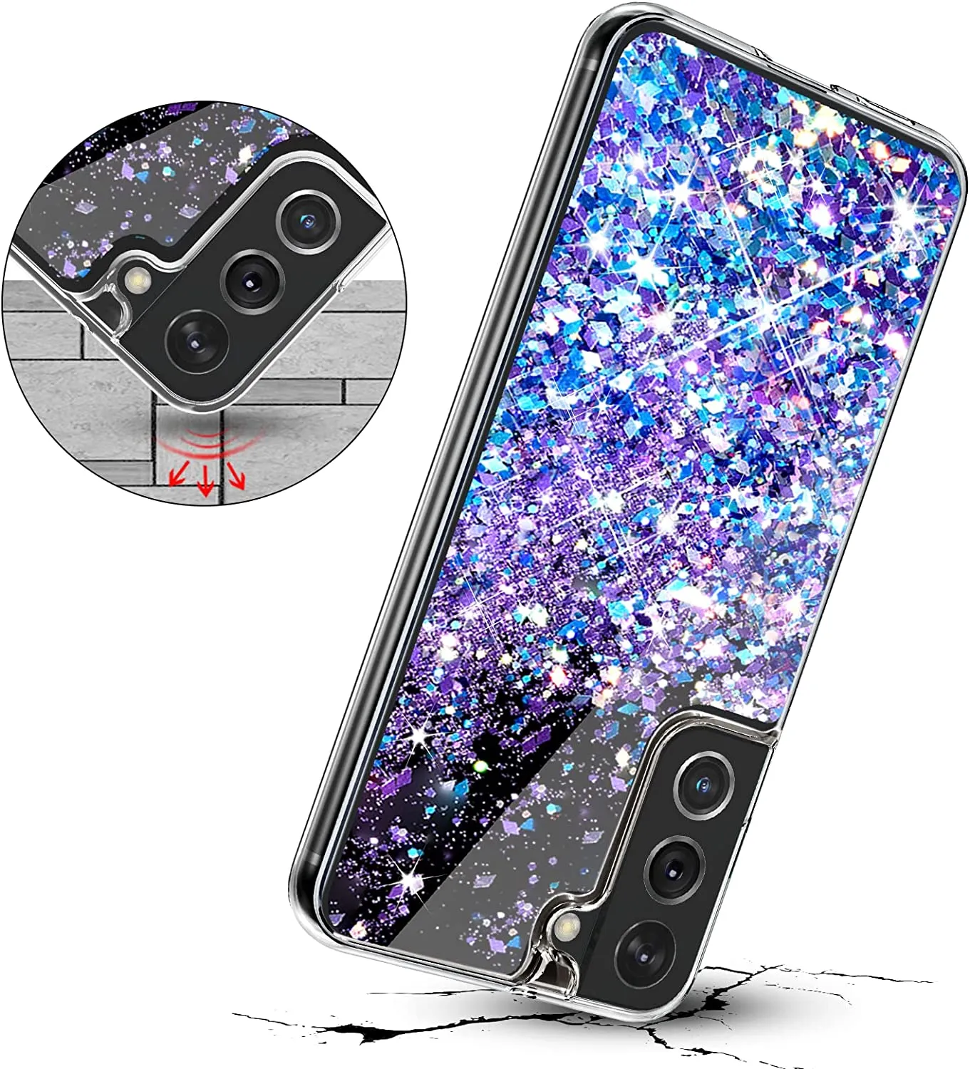 Galaxy S22 Glitter Sparkle Bling Liquid Quicksand Case for Women