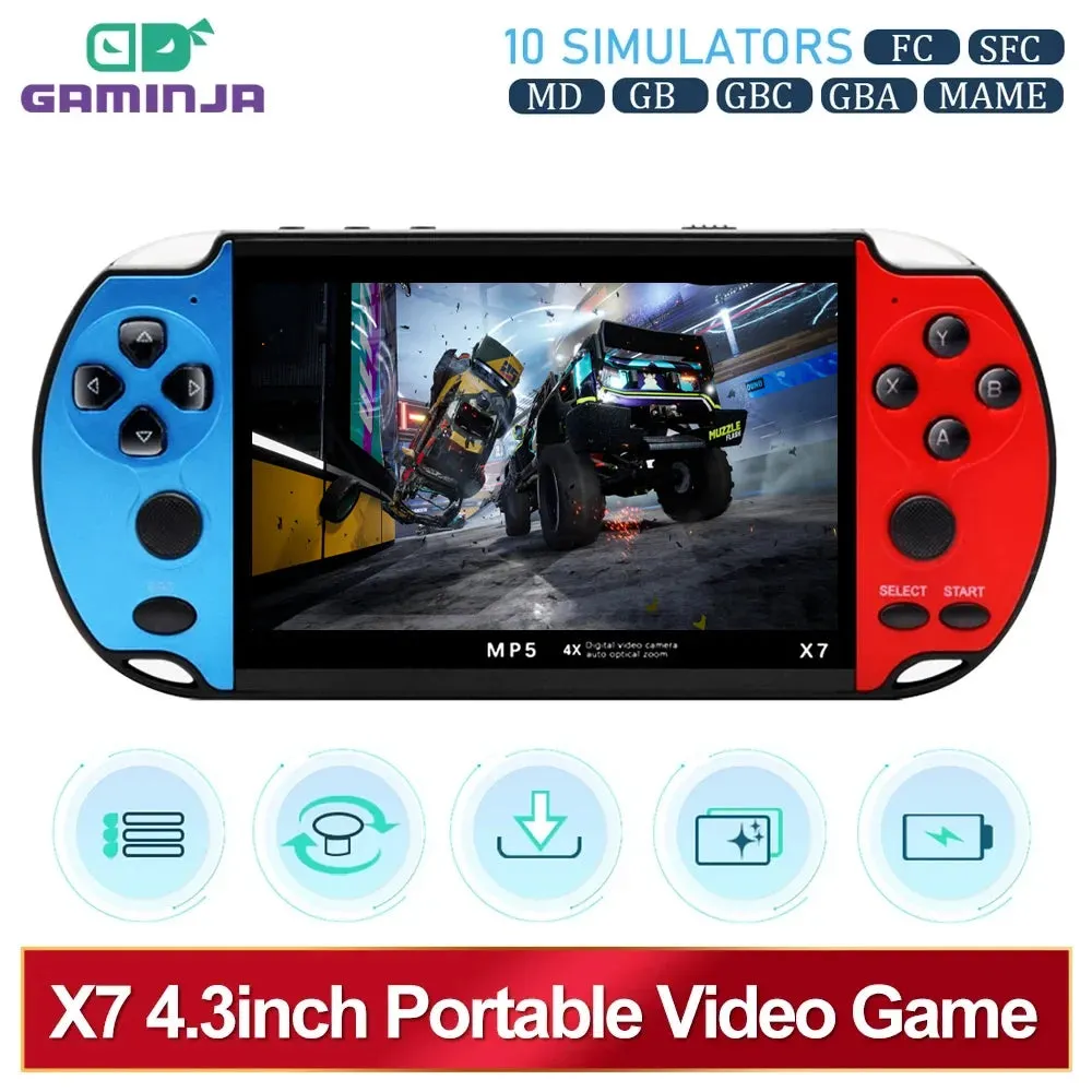 GAMINJA X7 4.3inch Handheld Game Console IPS Screen Video Game Player