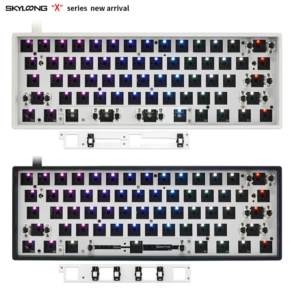 gk61xs dual mode bluetooth 5.0 60% mechanical keyboard rgb switch led hot swap type c pcb case split spacebar