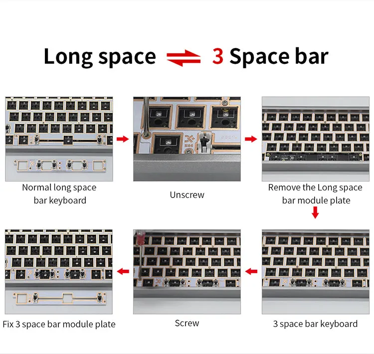 gk61xs dual mode bluetooth 5.0 60% mechanical keyboard rgb switch led hot swap type c pcb case split spacebar