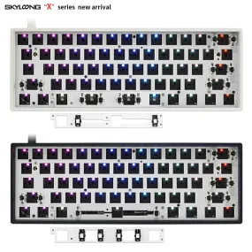 gk61xs dual mode bluetooth 5.0 60% mechanical keyboard rgb switch led hot swap type c pcb case split spacebar