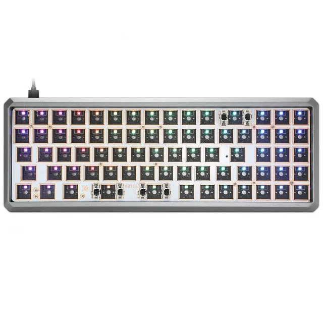 gk73 68% mechanical keyboard rgb switch led hot swapping socket type c pcb case with driver software program macro light effect