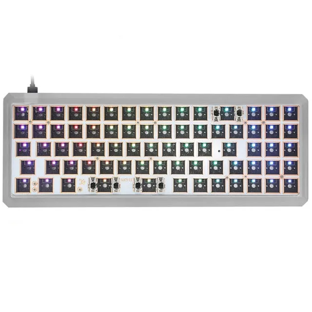 gk73 68% mechanical keyboard rgb switch led hot swapping socket type c pcb case with driver software program macro light effect