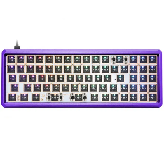 gk73 68% mechanical keyboard rgb switch led hot swapping socket type c pcb case with driver software program macro light effect