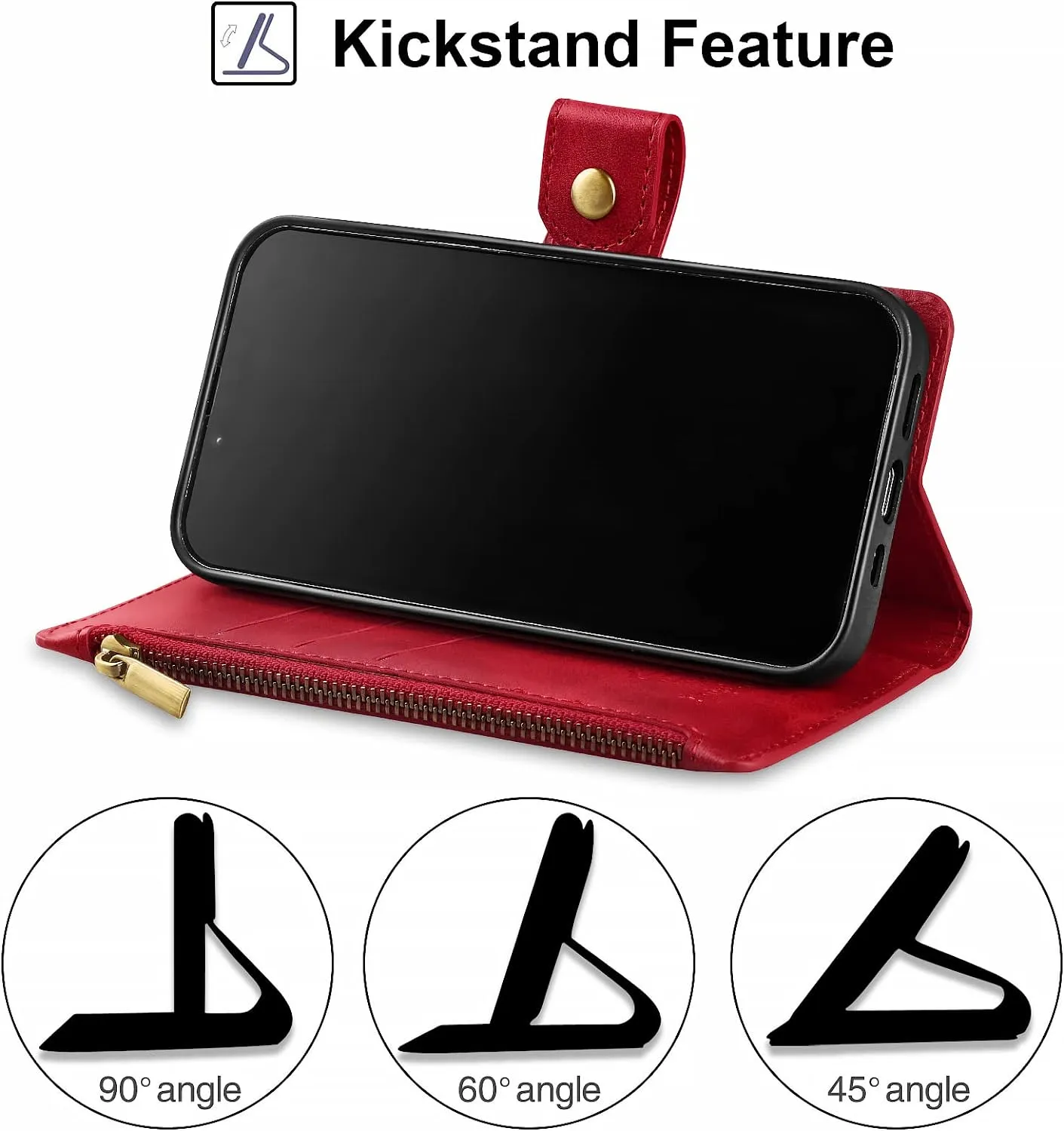 Google Pixel 7 Wallet Case  Card Holder Kickstand Function Men Women Red