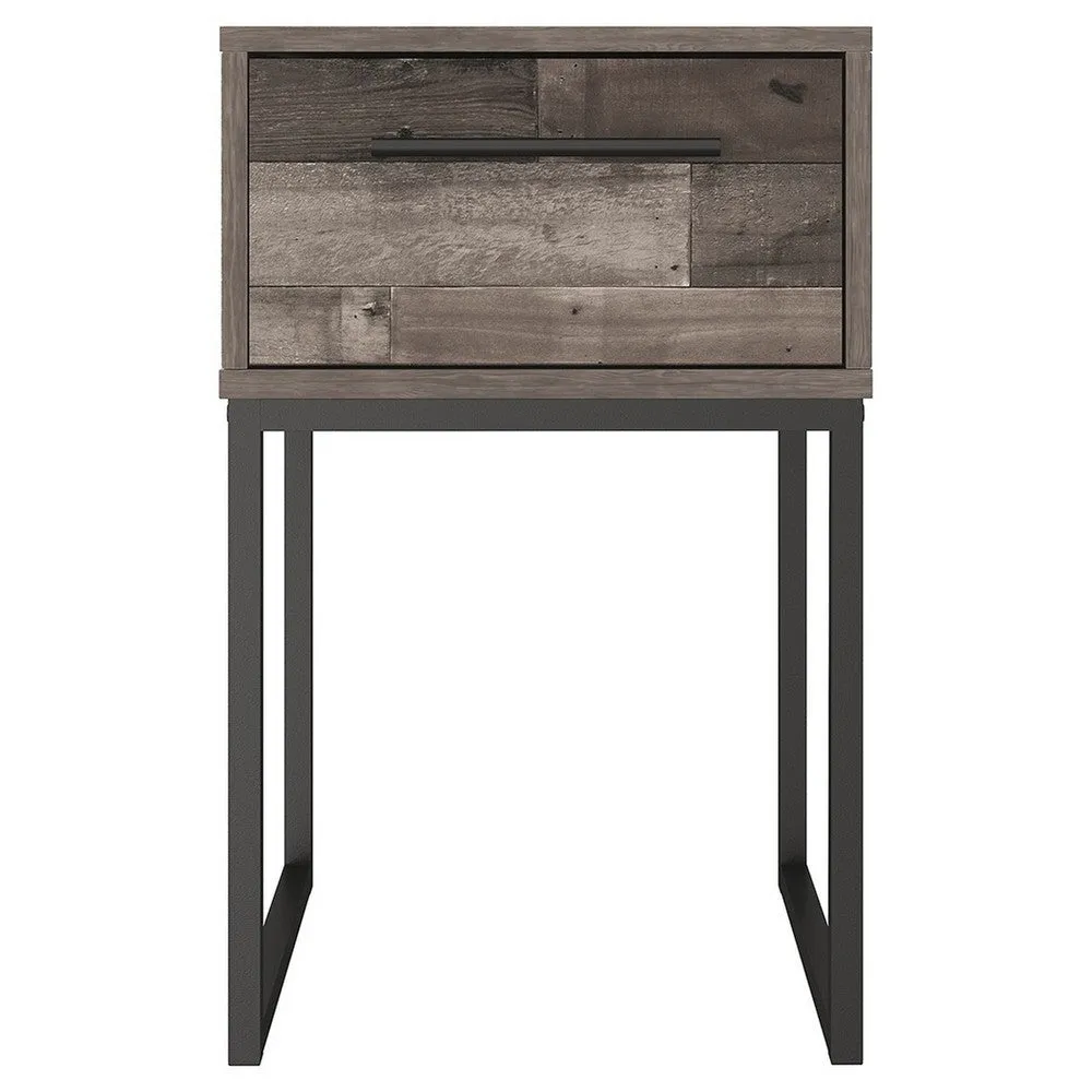 Grace 20 Inch Modern Nightstand, Metal Base and Handle, Open Shelf, Gray By Casagear Home