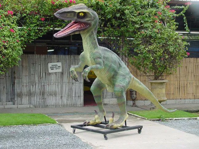 Green T-Rex Raptor Dinosaur On Base Life Size Statue