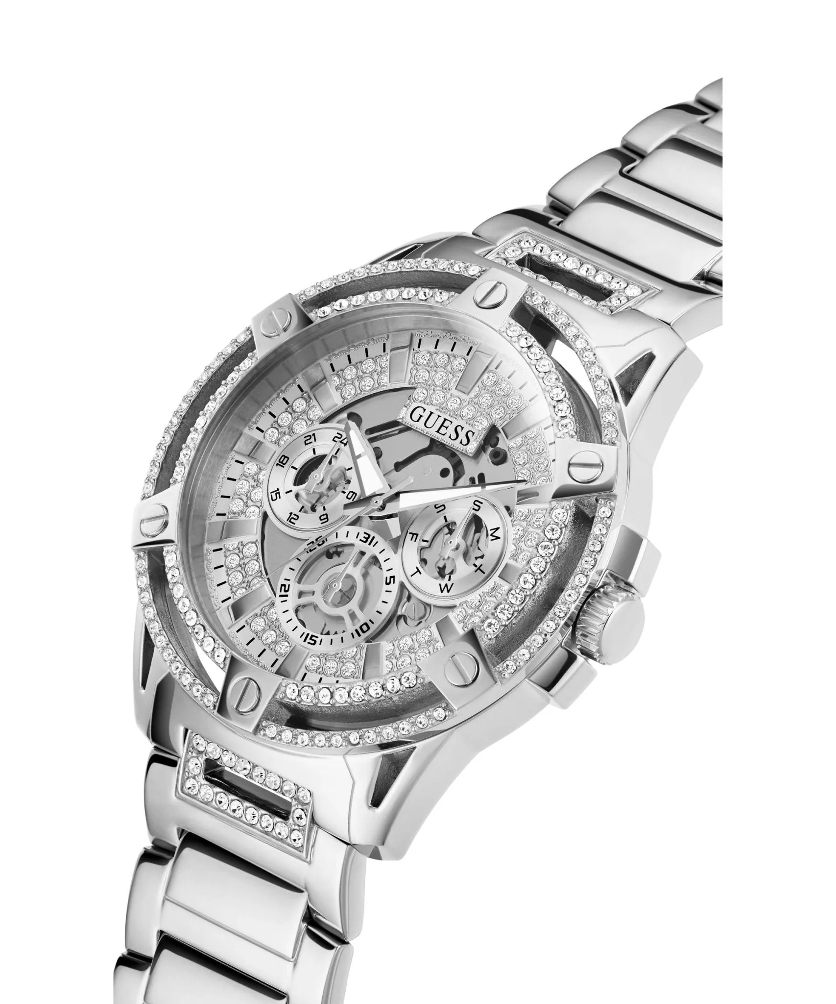 Guess Gents King Silver Tone Stainless Steel Watch GW0497G1