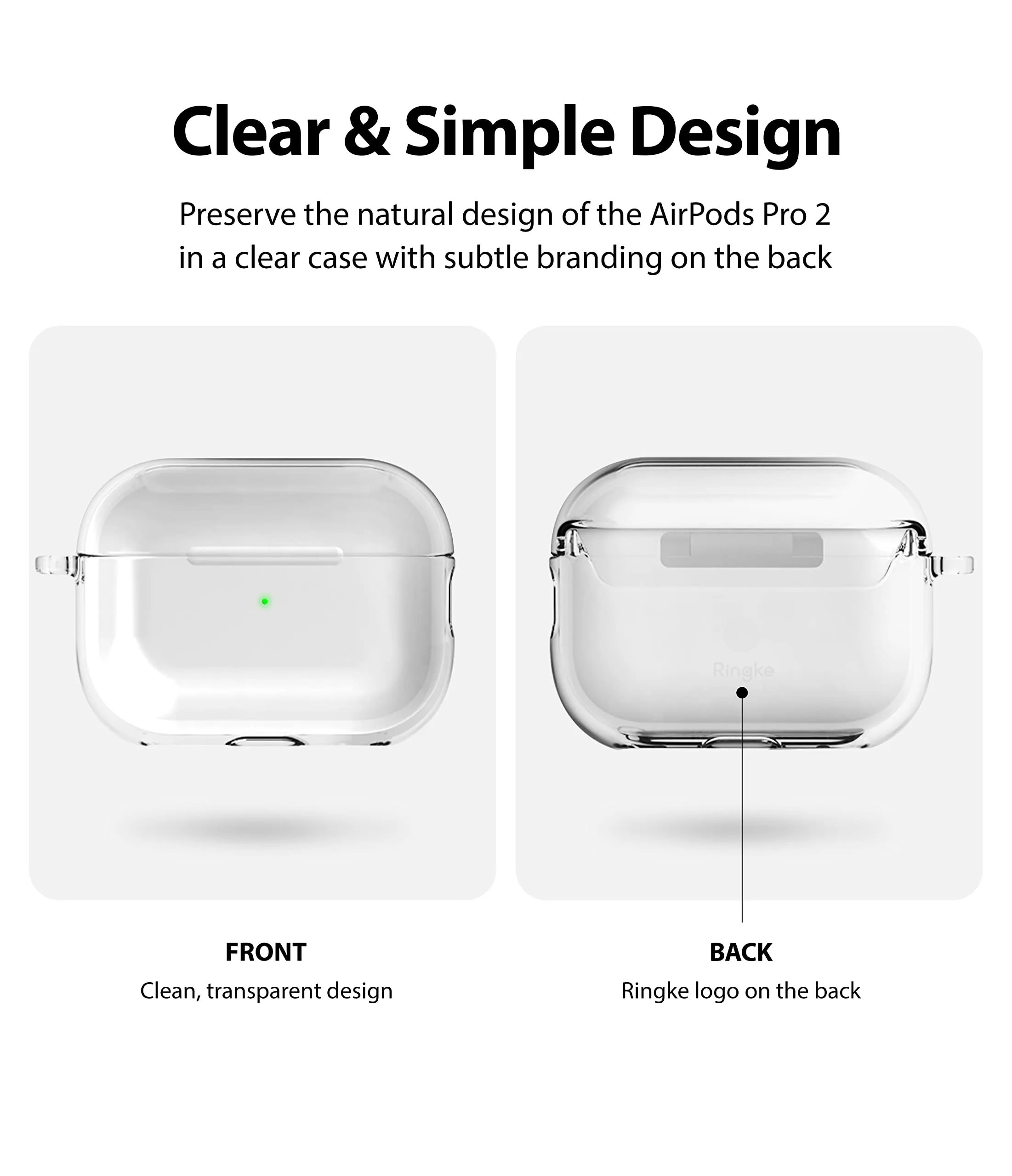 Hinge Case Designed for AirPods Pro (2nd) with Carabiner- Clear