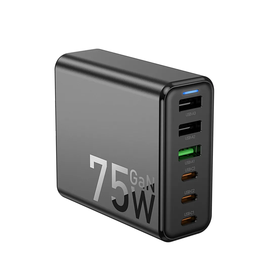 HOCO 75W GaN 6-Port PD Fast Charging Adapter