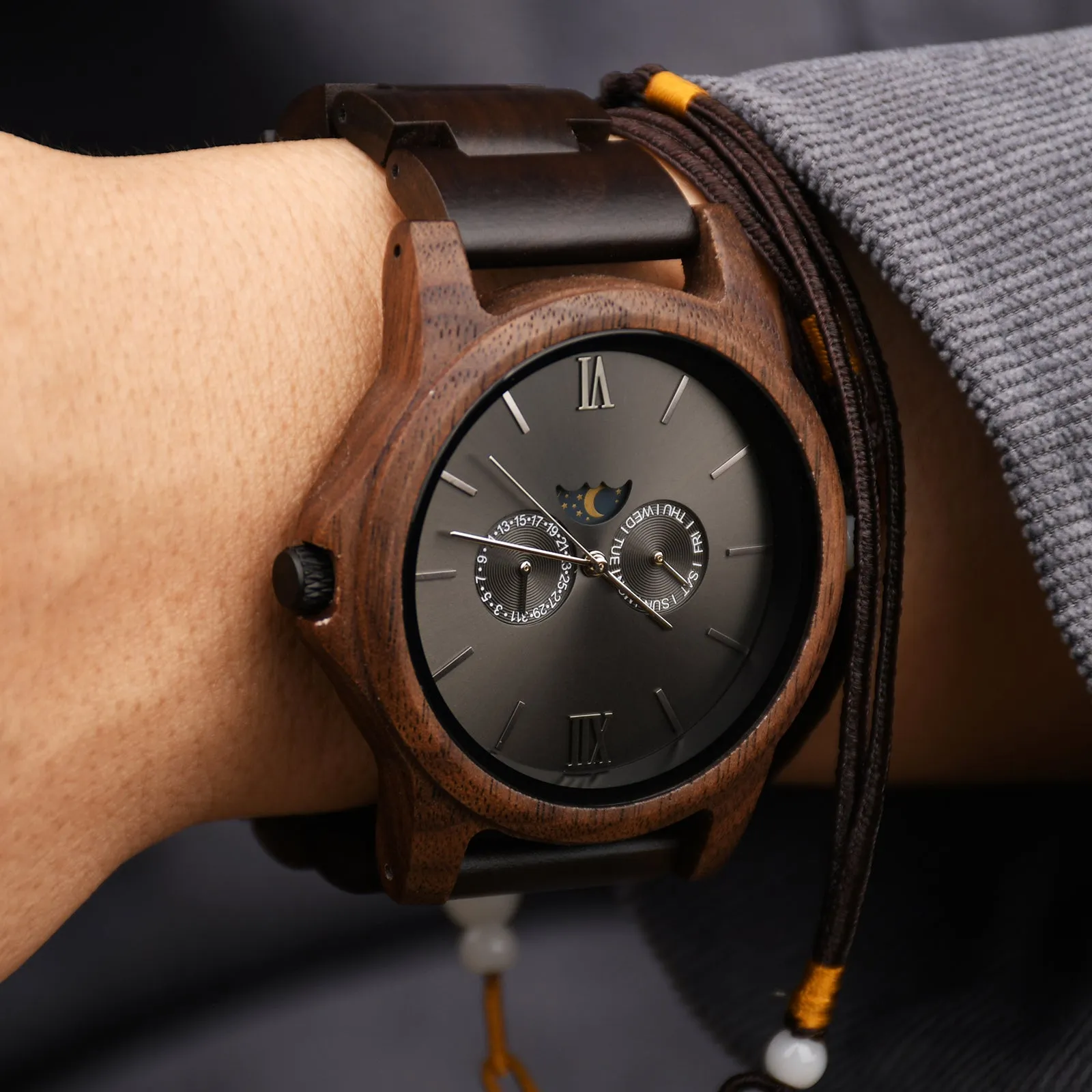 Hudson - Ebony & Walnut Multi-functional Watch