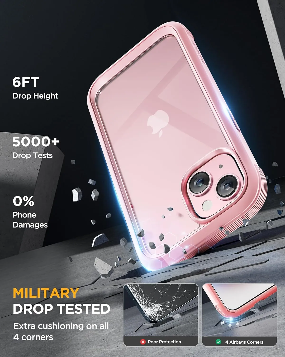 i Phone 16 Pro Max Case 6.7' Full-Body Military Drop Proof Case Glass Screen Protector