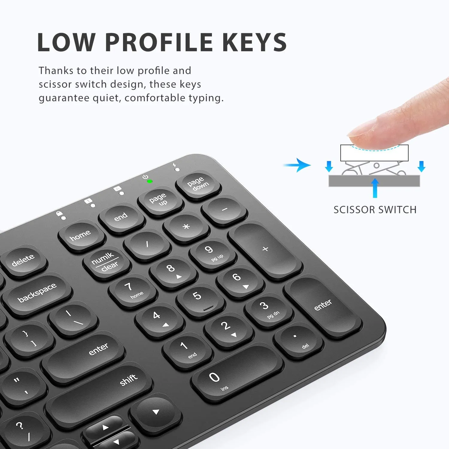 iClever GKA2-01B 2.4GHz 15 x 5 Inch Wireless Rechargeable Keyboard and Number Pad with Mac and Windows Compatibility GKA2 01B