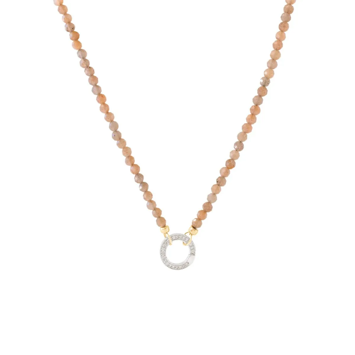 ICONIC BEADED OPEN ENDED NECKLACE - CHAI MOONSTONE & GOLD - CHOOSE CONNECTOR