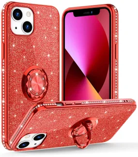 iPhone 13 Cute Glitter Sparkle Diamond Ring Stand Case