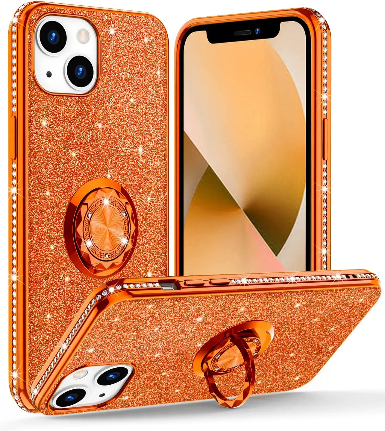 iPhone 13 Cute Glitter Sparkle Diamond Ring Stand Case