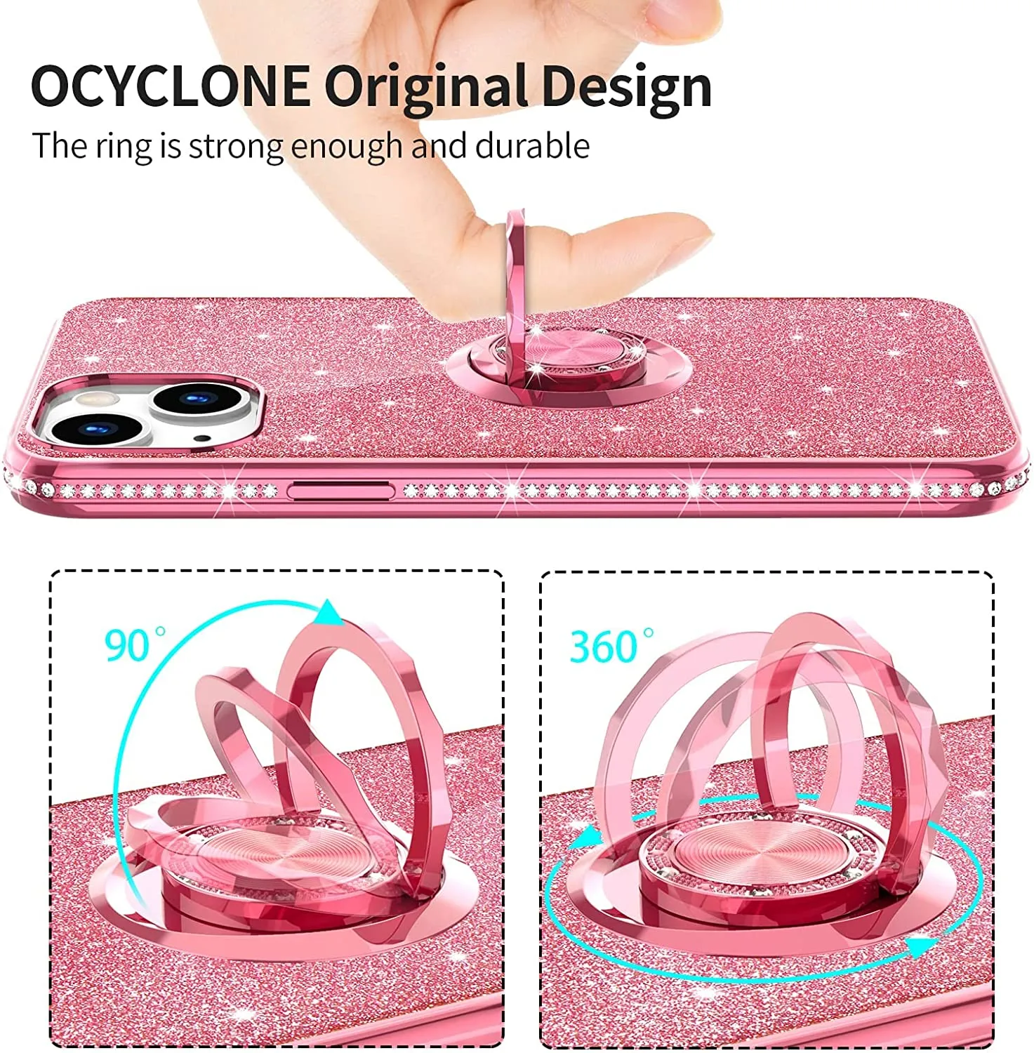 iPhone 13 Cute Glitter Sparkle Diamond Ring Stand Case