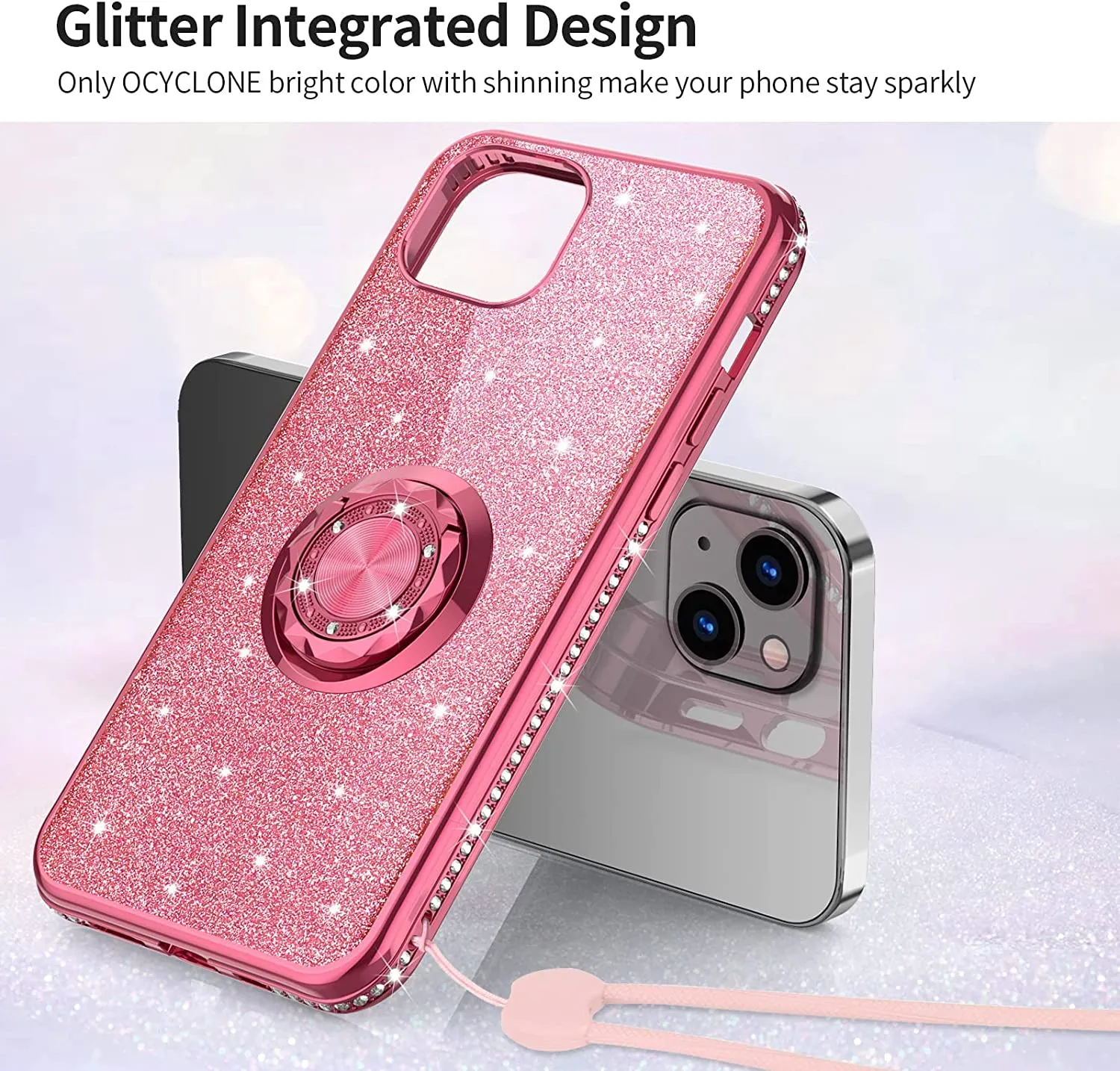 iPhone 13 Cute Glitter Sparkle Diamond Ring Stand Case