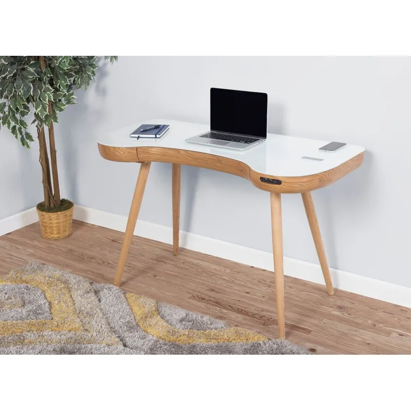 Jual San Francisco Smart Desk Oak / White - with Speaker and Fast Phone Charging PC711