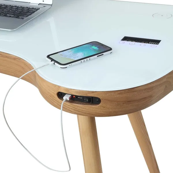 Jual San Francisco Smart Desk Oak / White - with Speaker and Fast Phone Charging PC711