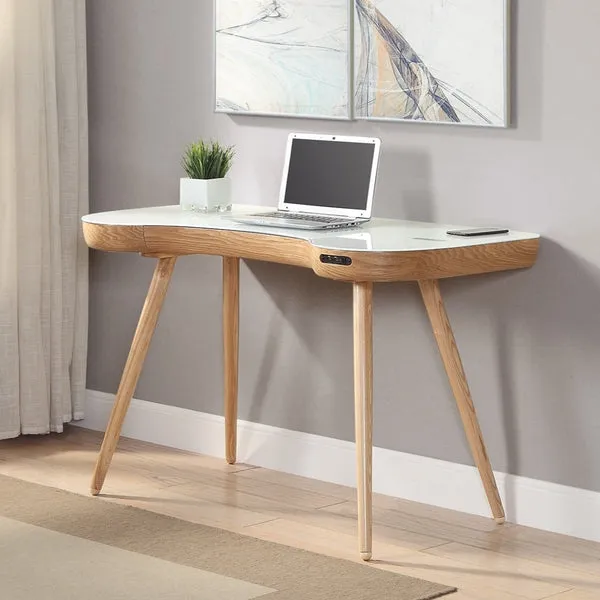 Jual San Francisco Smart Desk Oak / White - with Speaker and Fast Phone Charging PC711