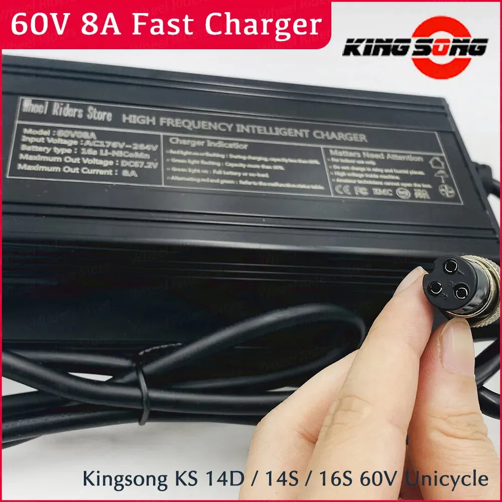 Kingsong KS 14D 14S 16S Unicycle 60V 8A Fast Charger Electric Monowheel Quick Charger Spare Parts Accessories