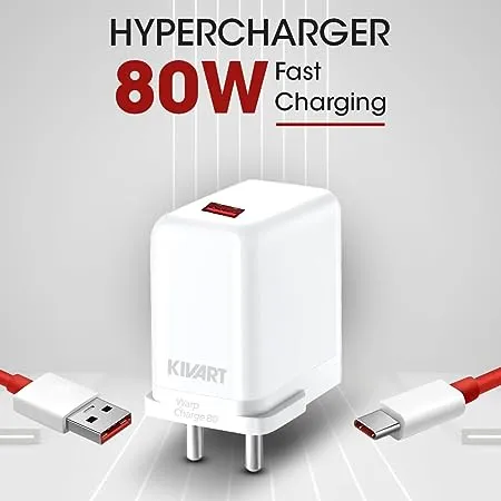 Kivart Hyper Charger | 80W Output | USB to Type C | Fast Charging | In-Built Microprocessor | High Quality Cable Included.