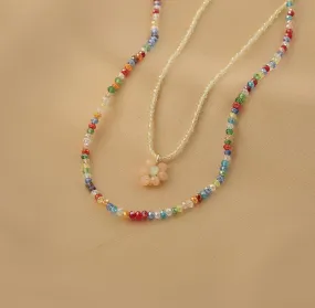 Ladies Multicolor Flower Pendent Beads Necklace Set SKAJ004