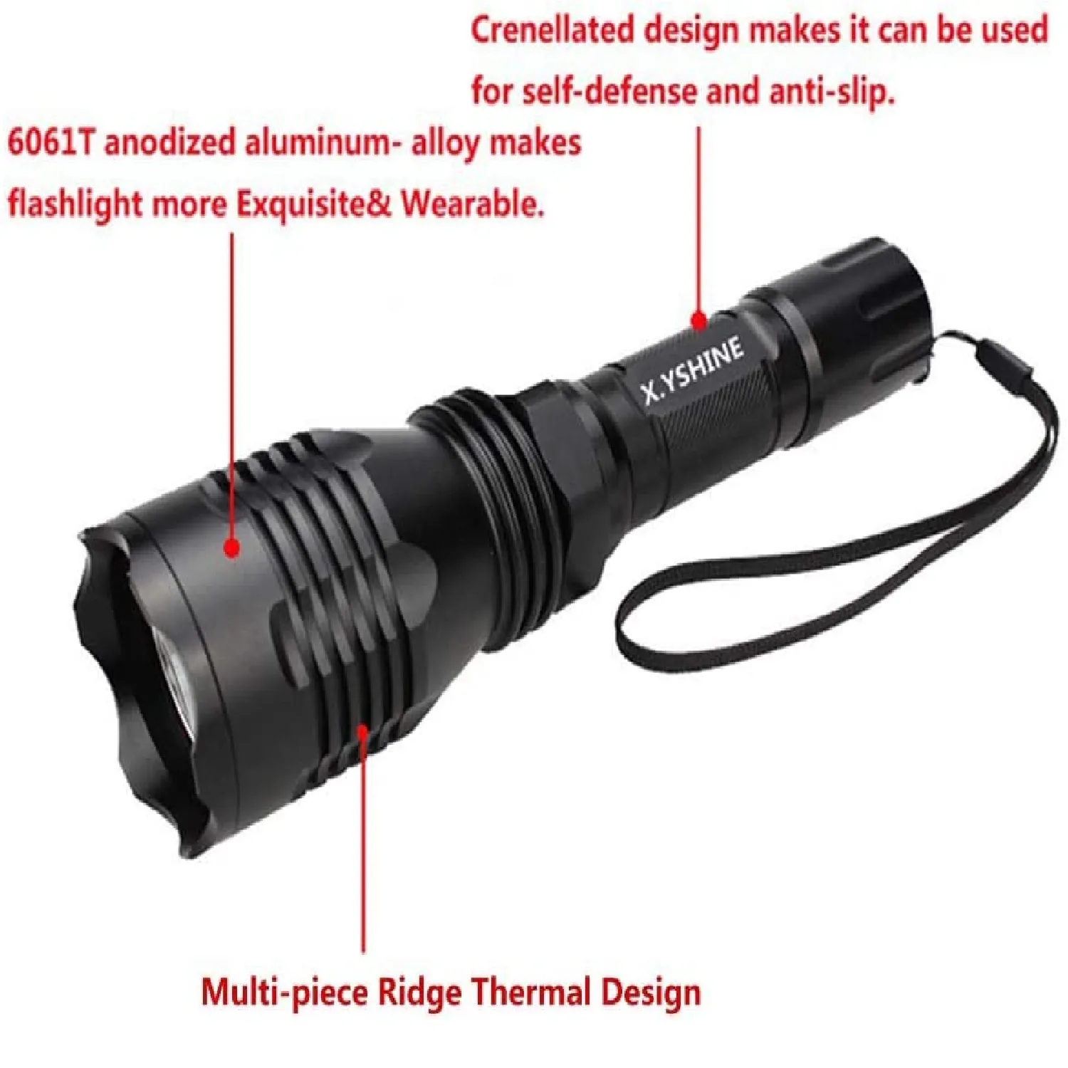 LED hunting flashlight | HS-802 250 Yards Cree Coyote Hog Red Light Flashlight