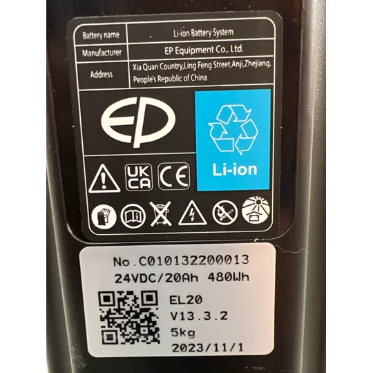 Linde MT12 EL20 24VDC 20Ah 480Wh V13.3.2 Lithium Battery