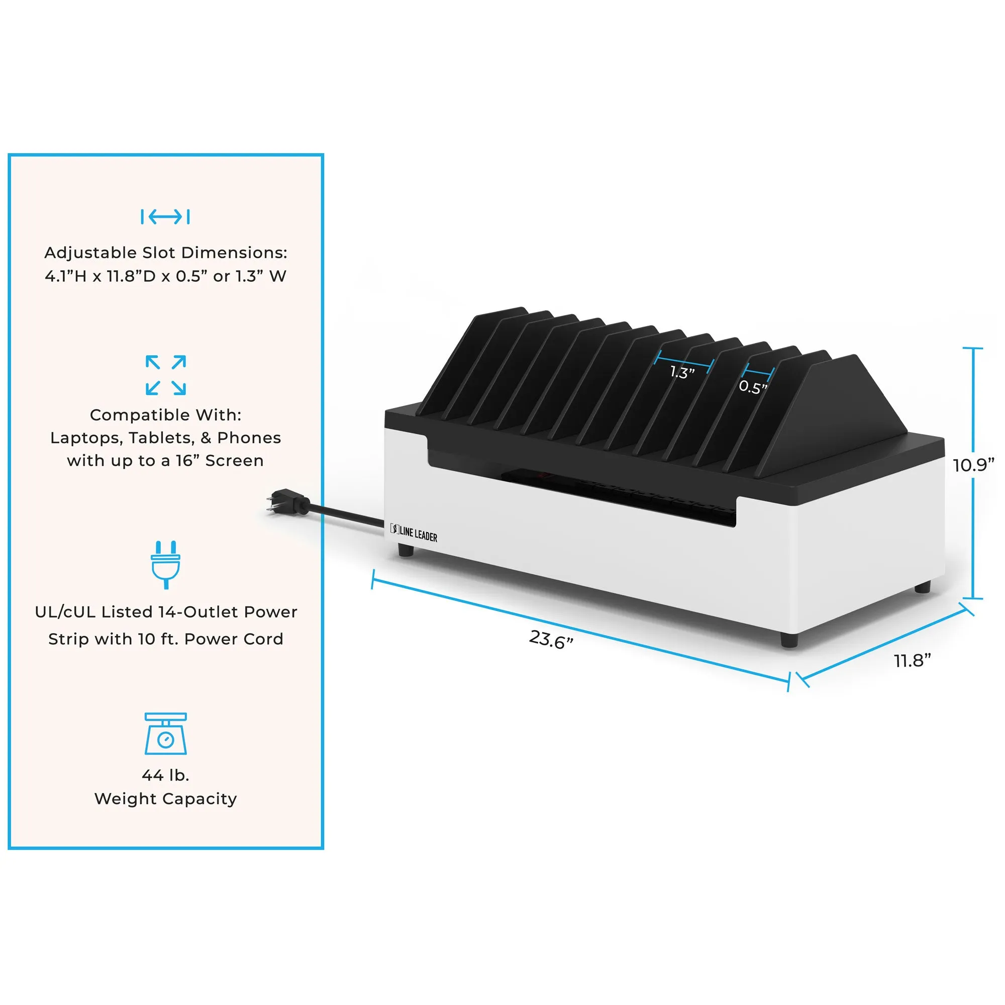 Line Leader Desktop Open Charging Station – Holds Up to 12 Devices