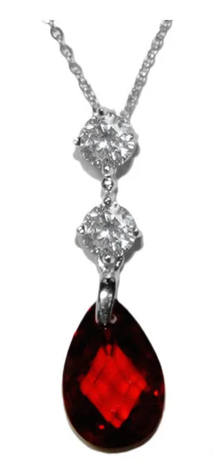 Malia Garnet Red crystal drop pendant necklace