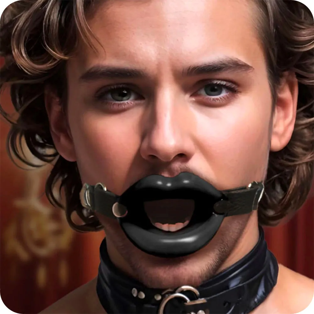 Master Series Juicy Lips Open Mouth Gag in Black