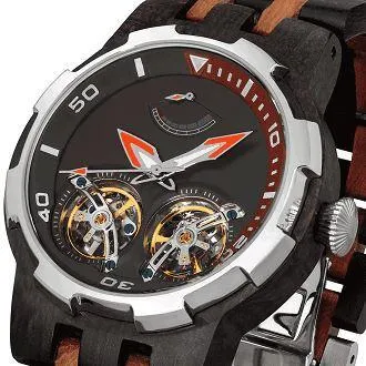 Men's Dual Wheel Automatic Ebony & Rosewood Watch - 2019 Most Popular