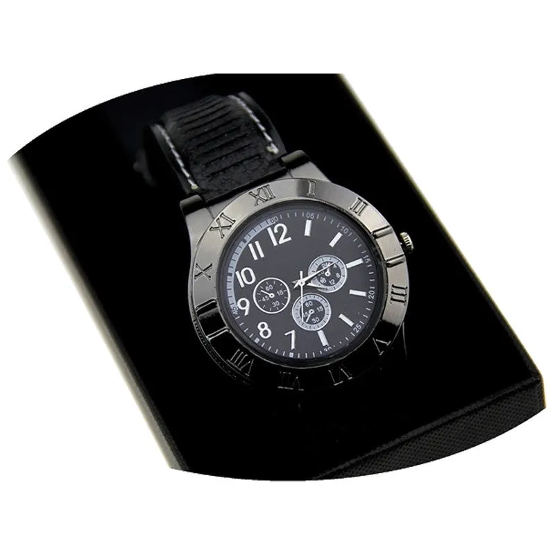 Military USB Lighter Watch Men's Casual Quartz Wristwatches with Windproof Flameless Cigarette Cigar Lighter