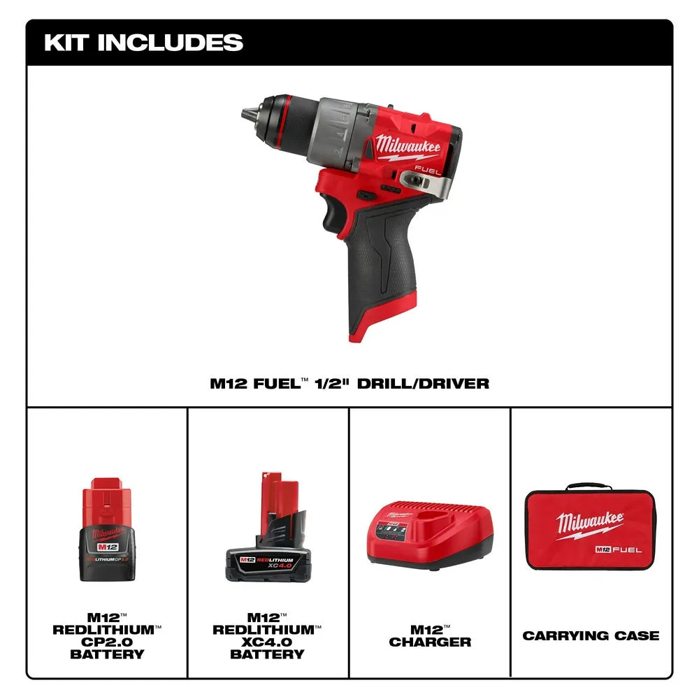 Milwaukee 3403-22 M12 FUEL 12V 1/2" Cordless Li-ion Drill/Driver Kit