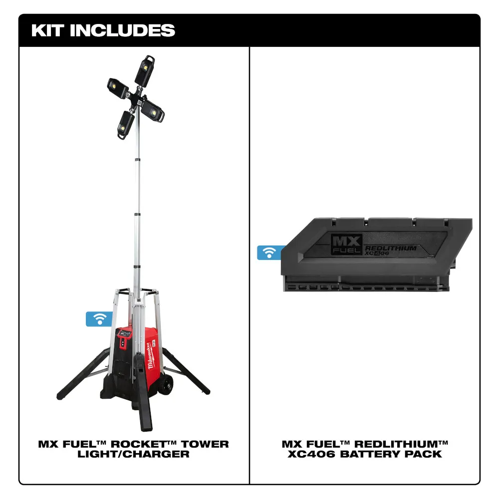 Milwaukee Mx Fuel Rocket Tower Light and Charger