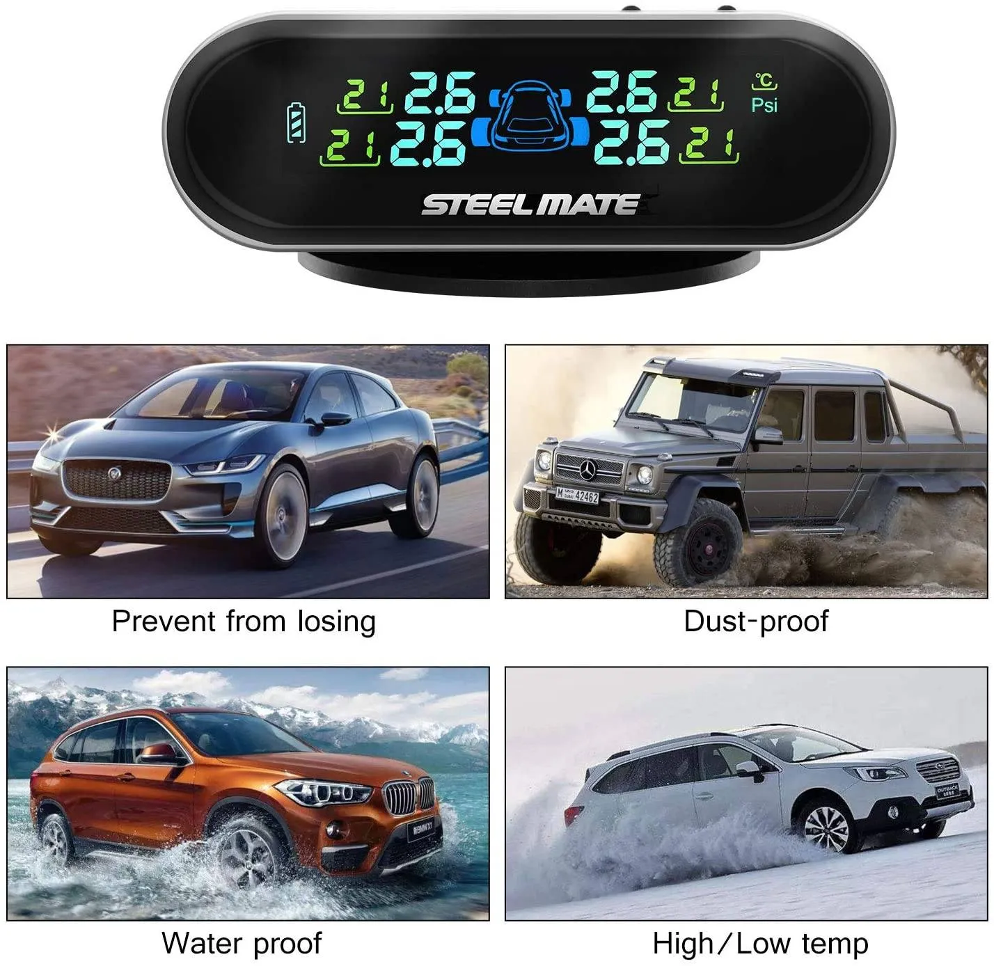 Mini One-s Black Multi-Function Tire Pressure Monitoring System Auto Backlight Sleep Awake