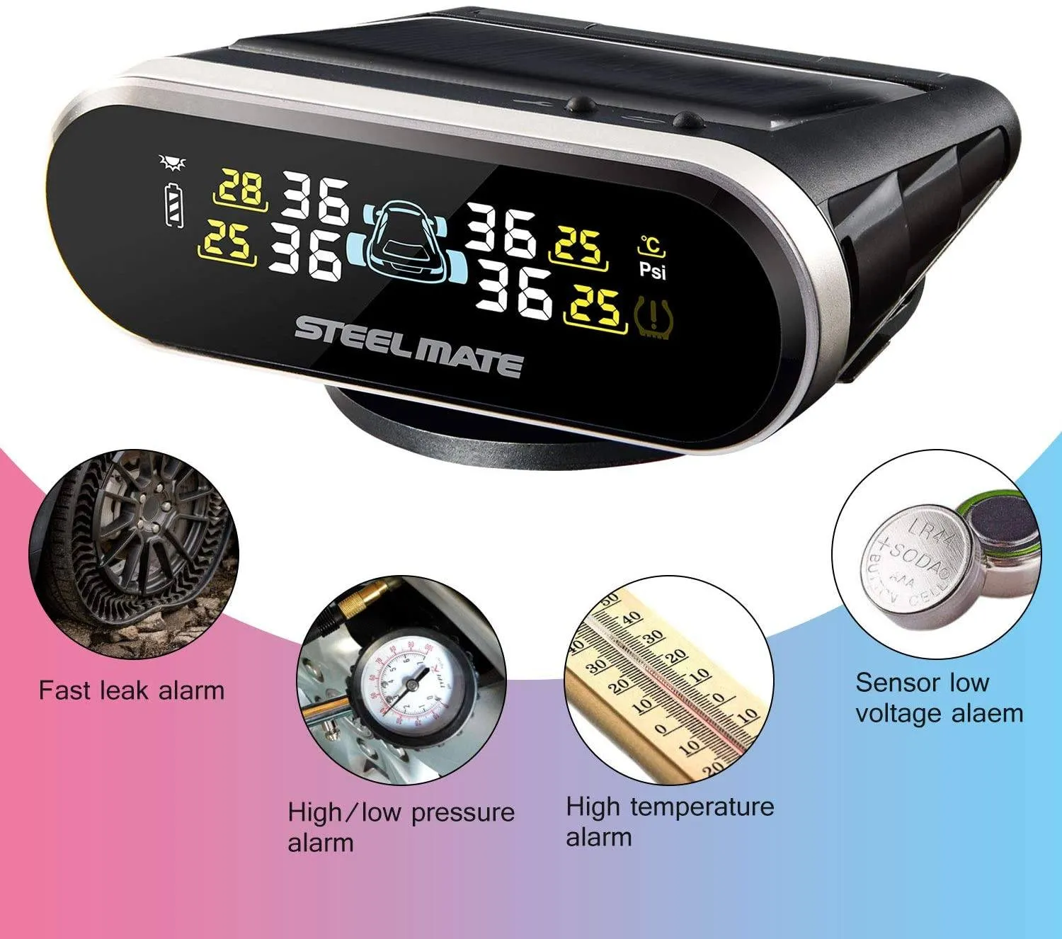 Mini One-s Black Multi-Function Tire Pressure Monitoring System Auto Backlight Sleep Awake