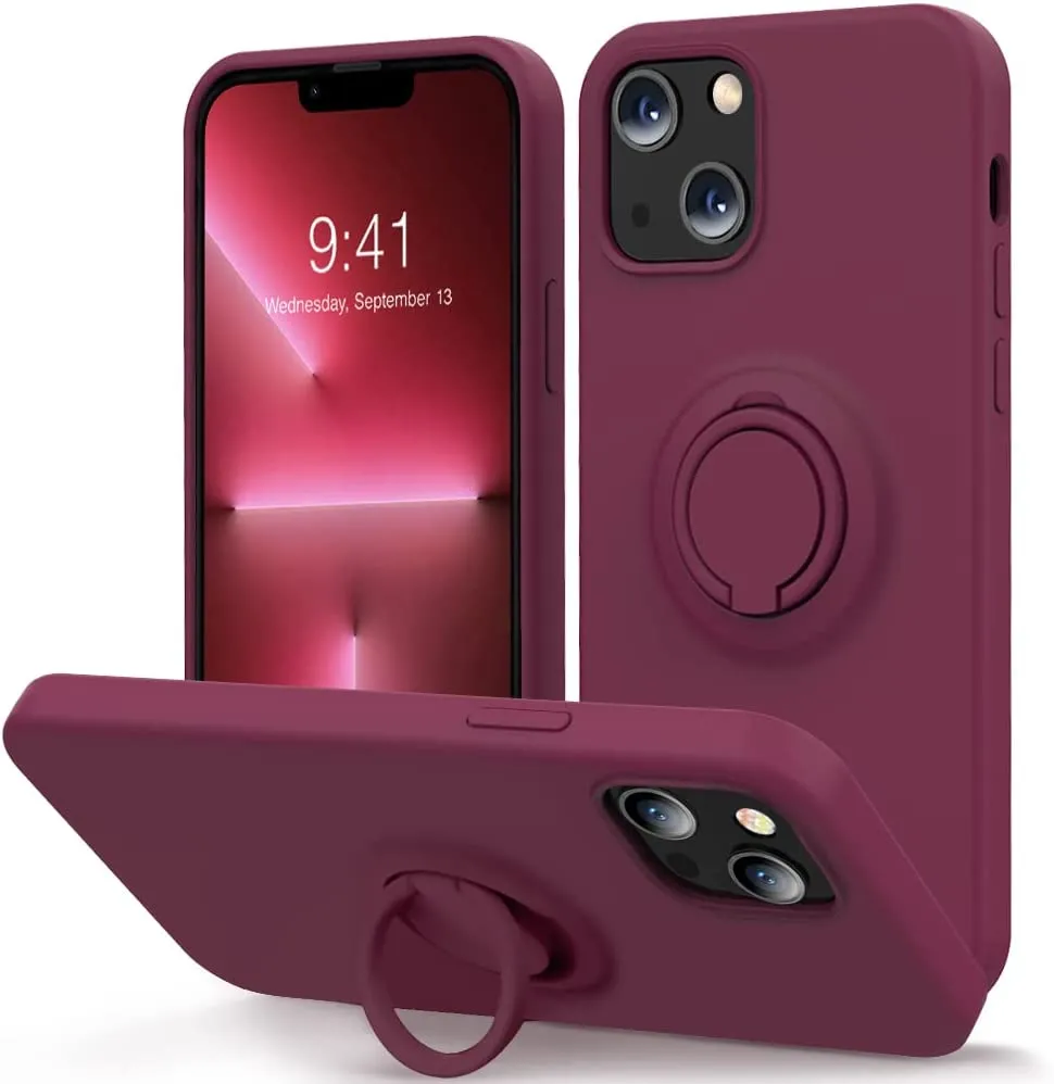 MOCCA Compatible  iPhone 13 Mini Case Ring Kickstand  -WineRed