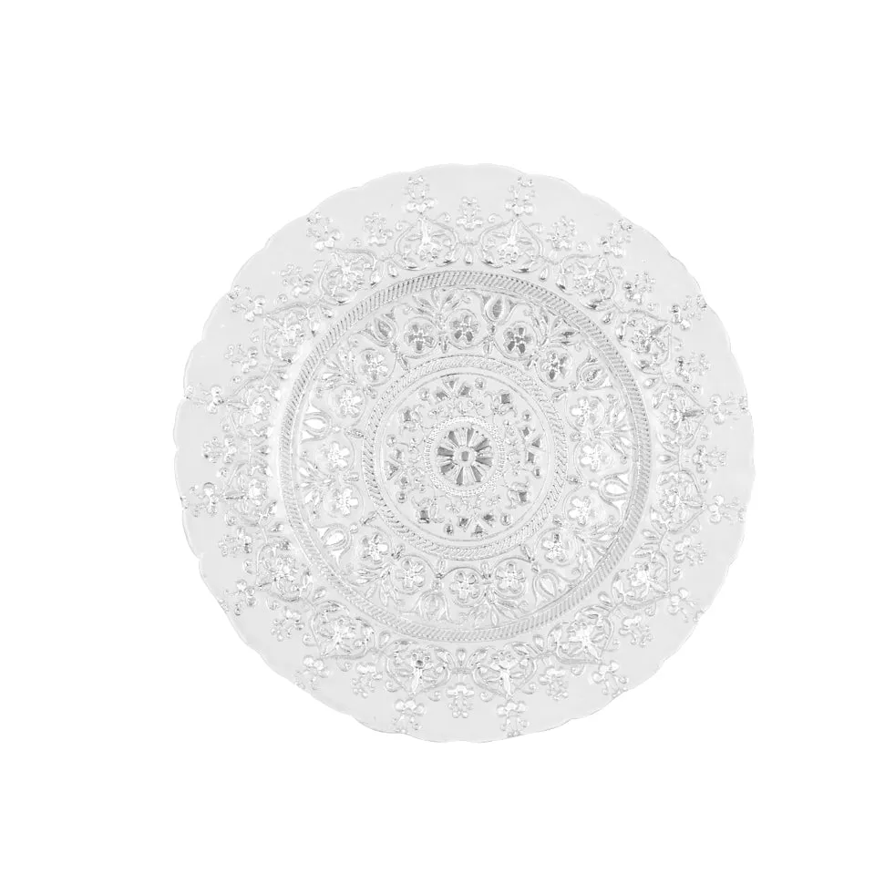 Monaco Glass Charger Plate - Silver & White