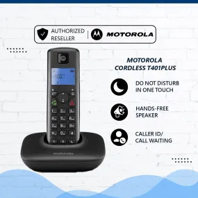 Motorola Cordless T401 Plus Single Home Phone / Office Phone / DECT Phone / House Phone / Telephone | T401  Wireless Phone