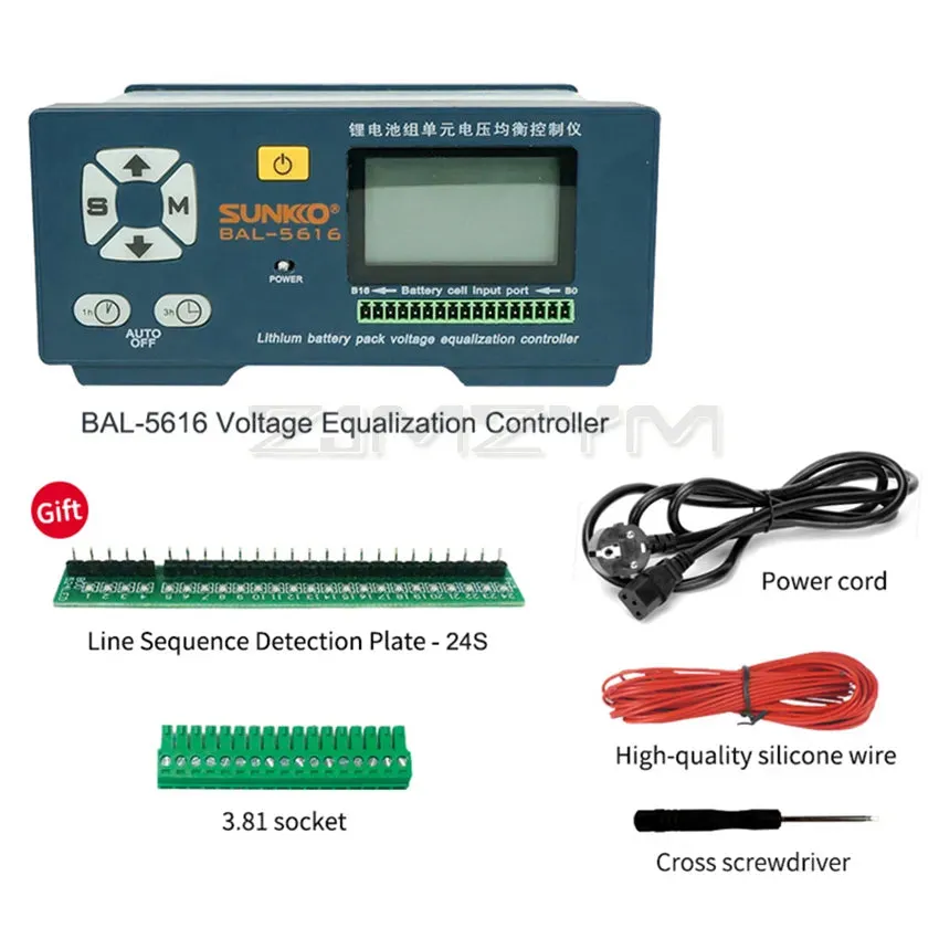 New SUNKKO 5616 Battery Balance Controller Lithium Battery Pack Capacity Repair 5A Current New Energy Vehicle Battery Balancer