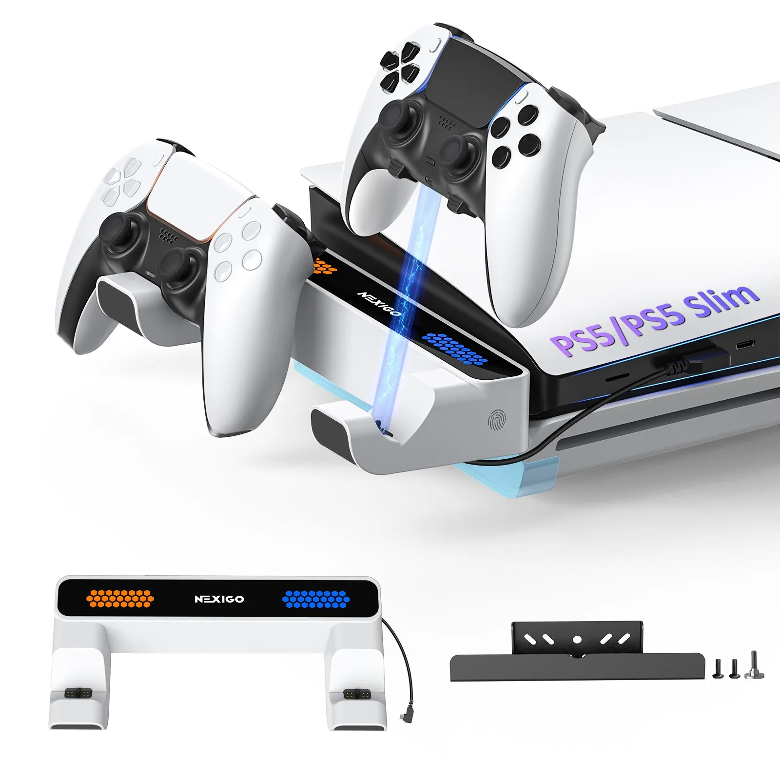 NexiGo Horizontal Stand w/Charging Dock For PS5/PS5 Slim