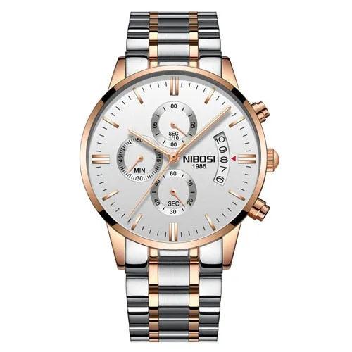 NIBOSI Quartz Watch Men Gold Black Mens Watches Top Brand Luxury Chronograph Sports Watches Luminous Waterproof Relogio Masculin