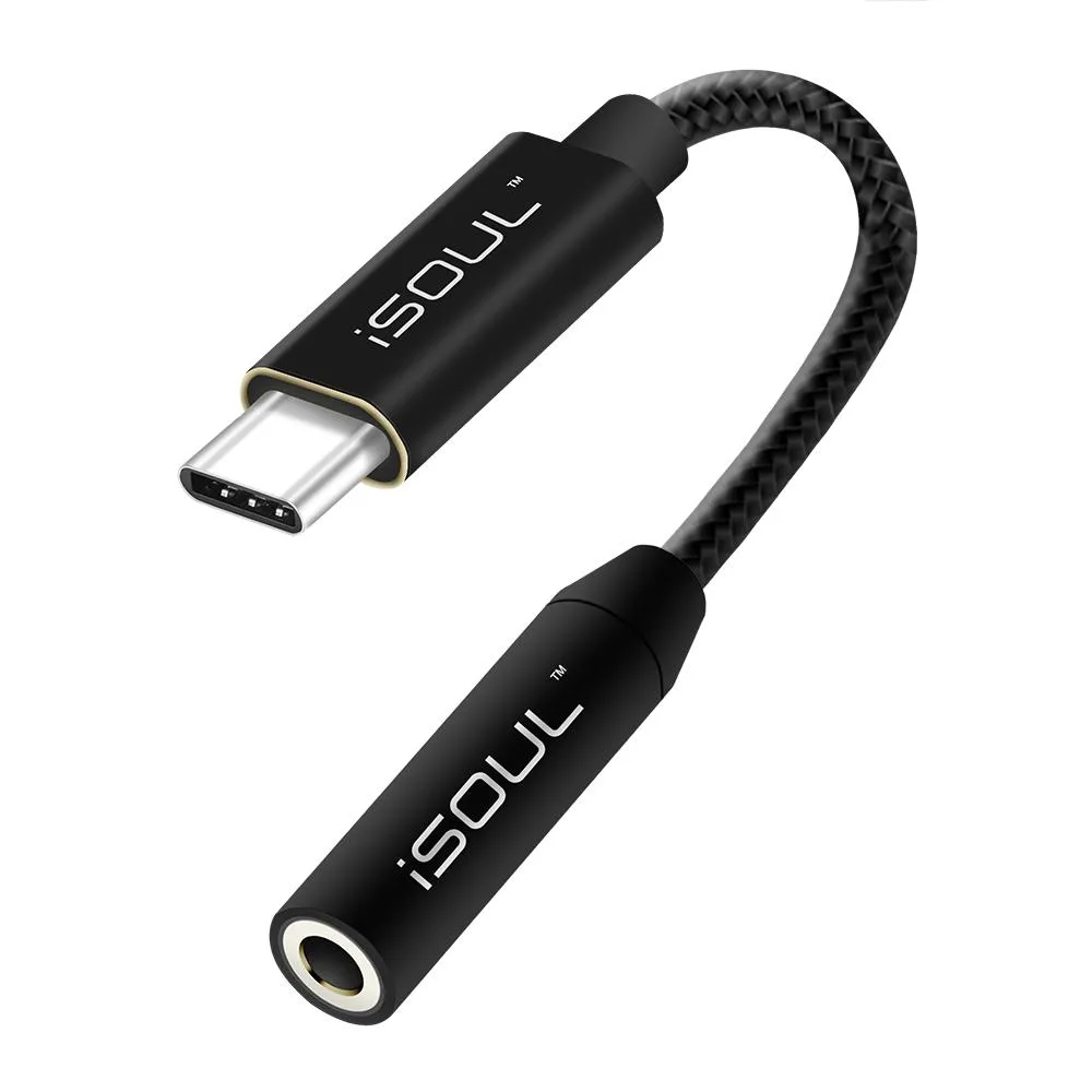 Nylon Braided USB Type C 3.1 to Audio Jack 3.5 OTG Adapter